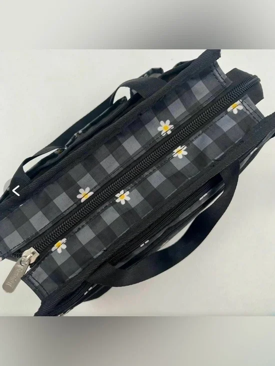 LeSportsac Black & Gray Gingham Daisy Cosmetic Bag - Picture 9 of 11